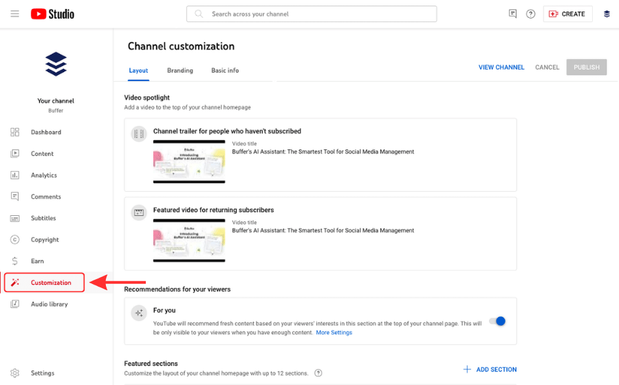 How to Get More Subscribers on YouTube: Customization Tab
