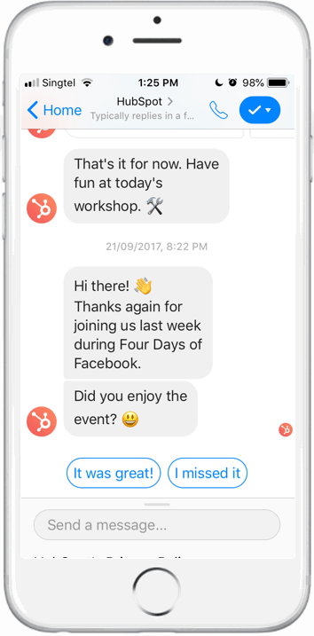 Messenger conversation screenshot Messenger conversation screenshot