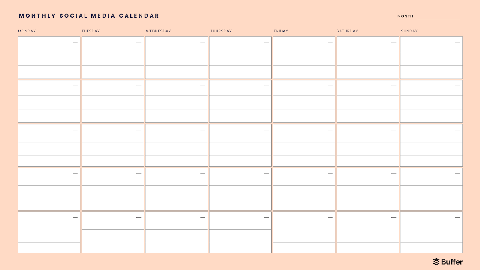 a simple monthly social media calendar template
