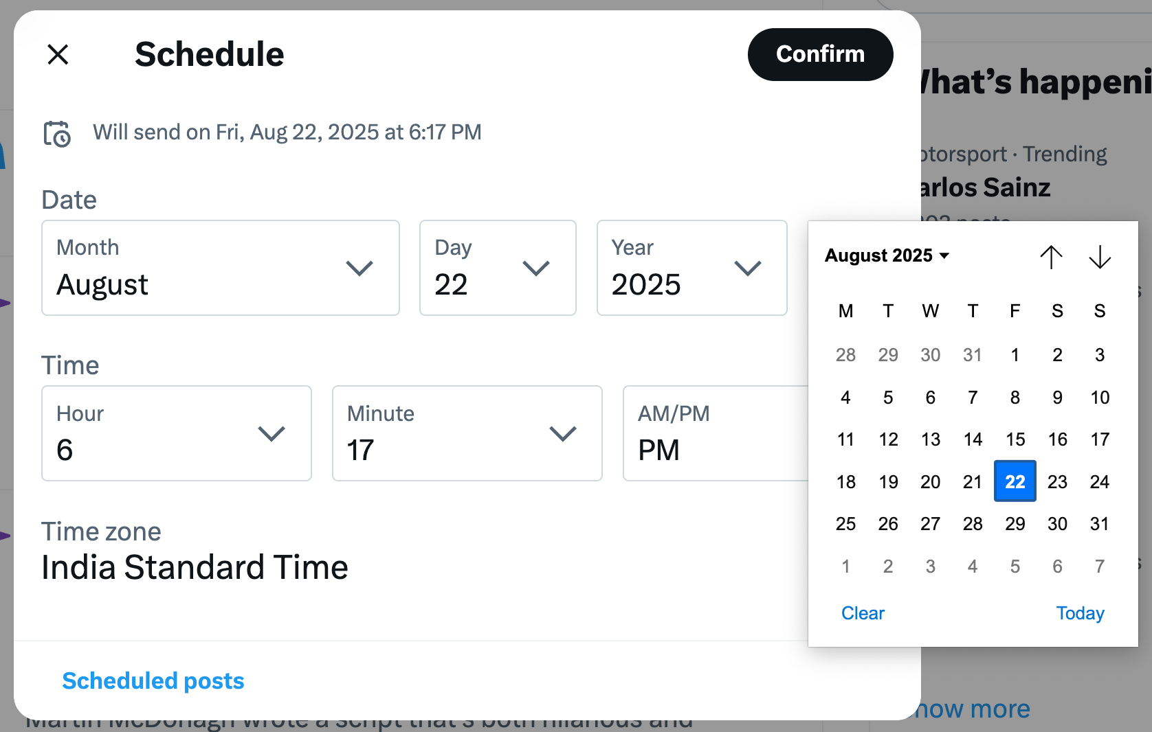 Screenshots showing how to schedule a tweet on twitter