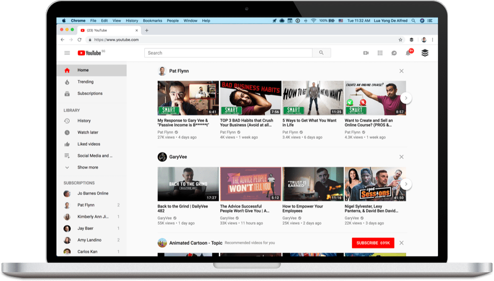 YouTube homepage YouTube homepage